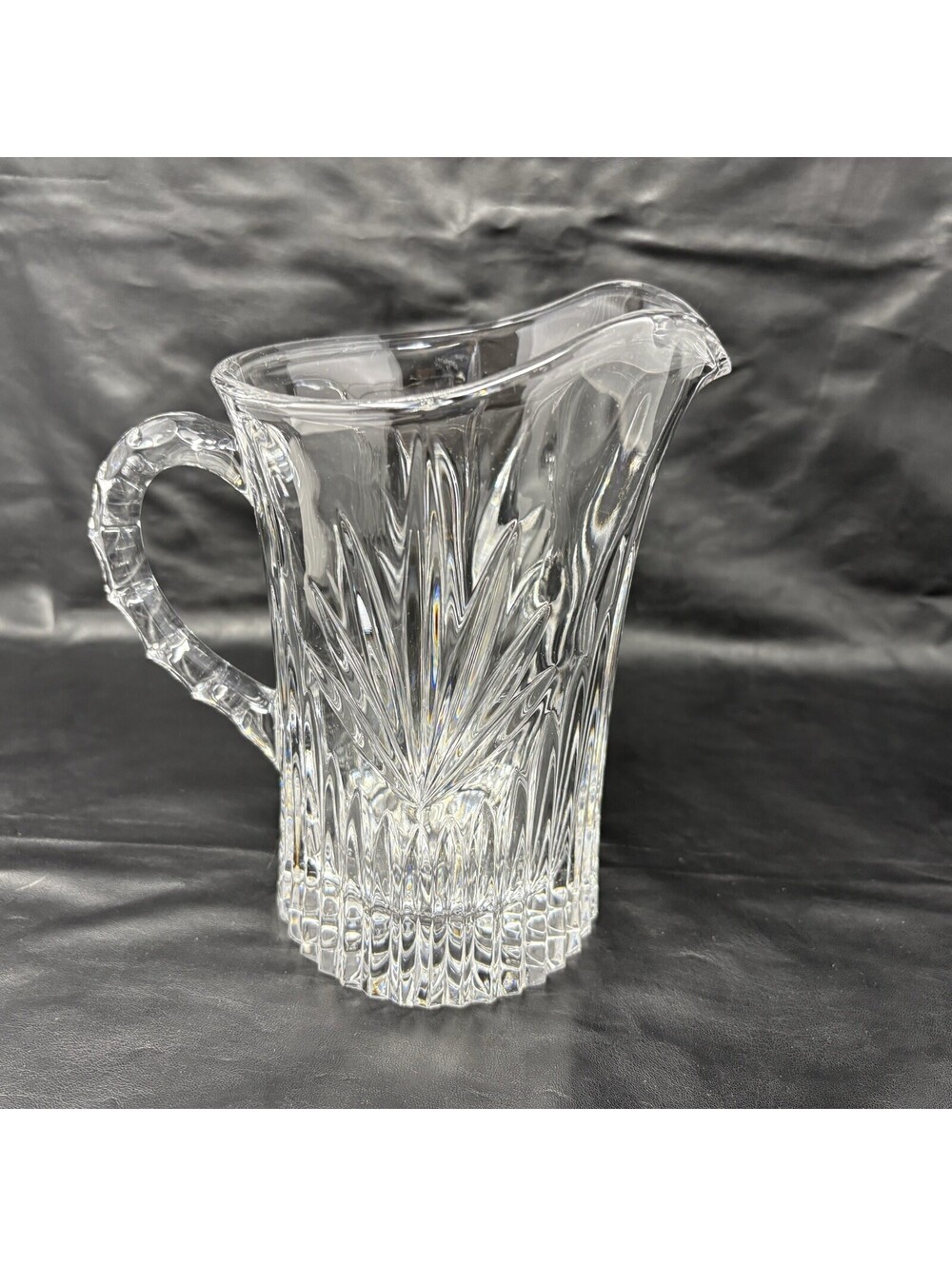 Ice Tea Water Pitcher Cut Glass Barware Clear Heavy 8” Beautiful